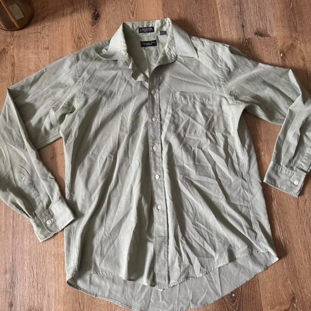 Christian‎ Dior Monsieur Green Long Sleeve Button Down Shirt Size 16/34-35